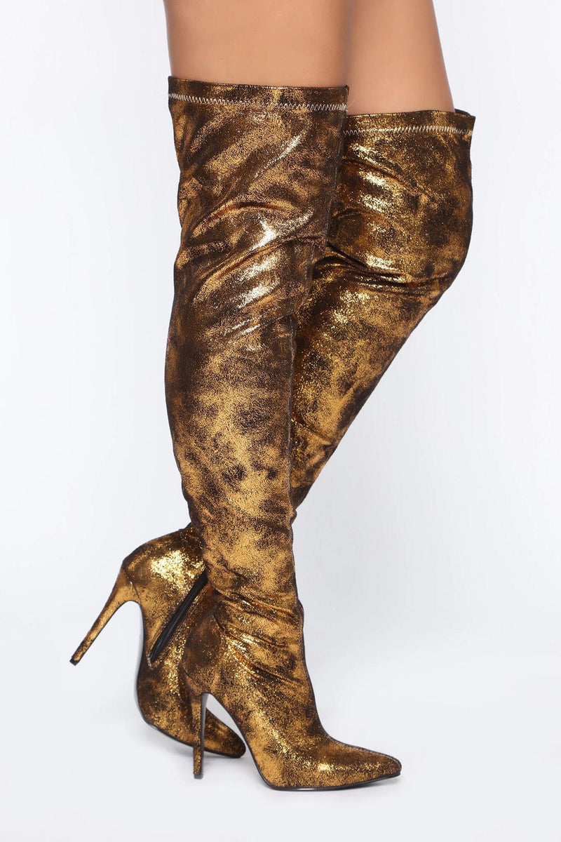 Told You So Heeled Boots - Gold