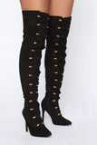 Fierce Feline Heeled Boots - Black