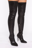 High Voltage Heeled Boots - Black Snake
