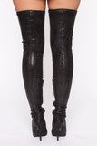 High Voltage Heeled Boots - Black Snake