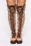 Miss Mischief Snake Over The Knee Boot - Brown