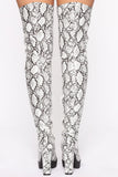 We Don't Gogo Together Thigh High Boots - Snake