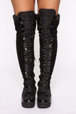 Miss Mischief Snake Over The Knee Boot - Black