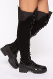 Miss Mischief Snake Over The Knee Boot - Black