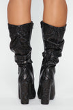 Bring It On Heeled Boots - Black Snake