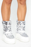 Walking On Gems Flat Boots - Silver