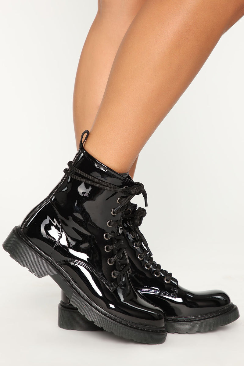 Inclined To You Booties - Black Patent