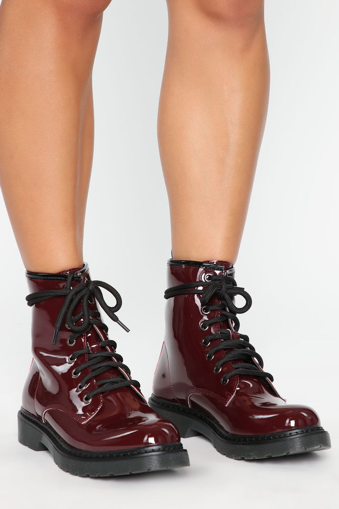 Inclined To You Booties - Burgundy Patent