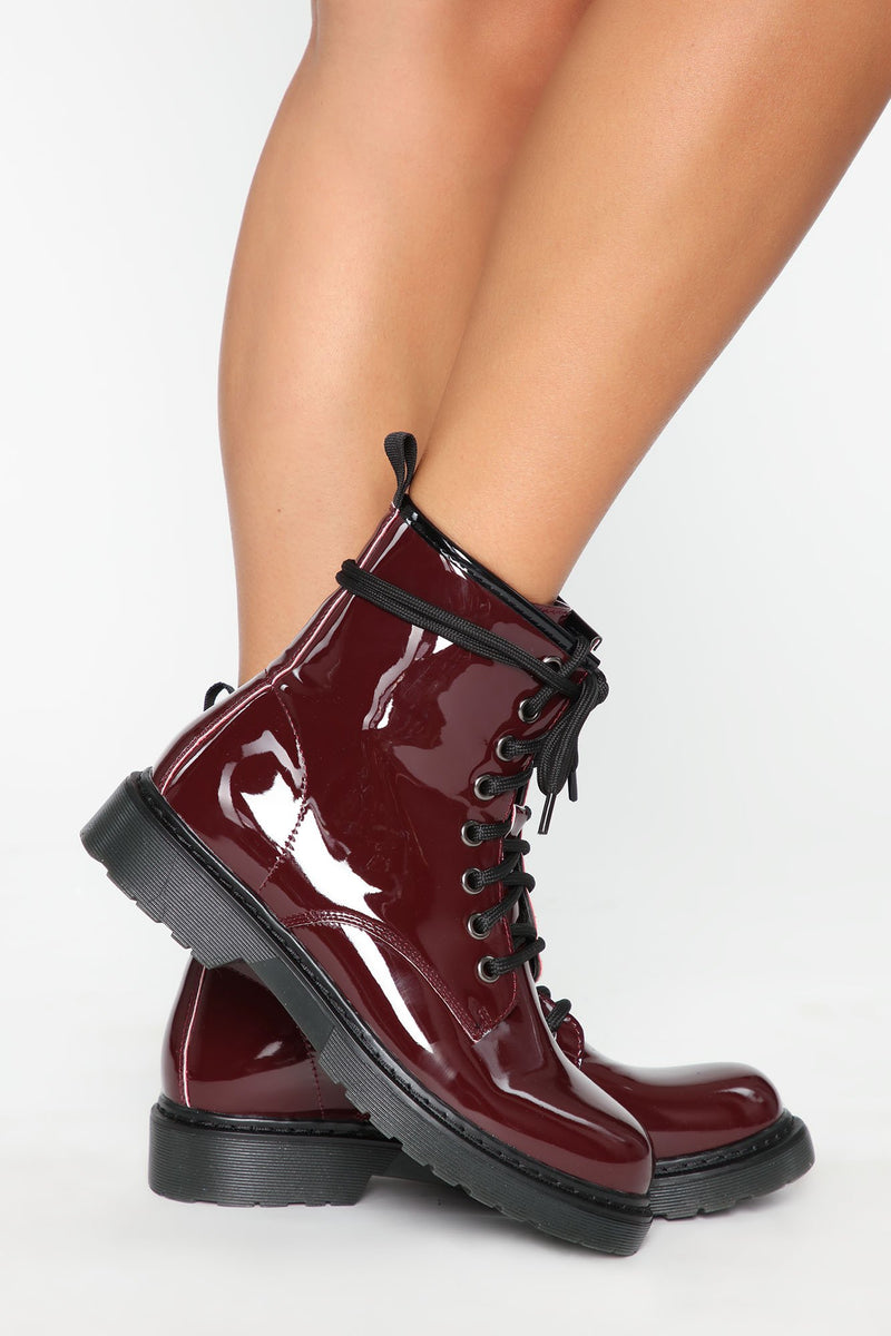 Inclined To You Booties - Burgundy Patent