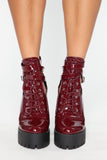 Higher Up Booties - Wine Patent