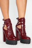 Higher Up Booties - Wine Patent