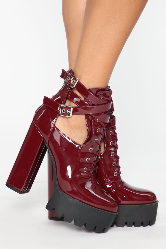 Higher Up Booties - Wine Patent