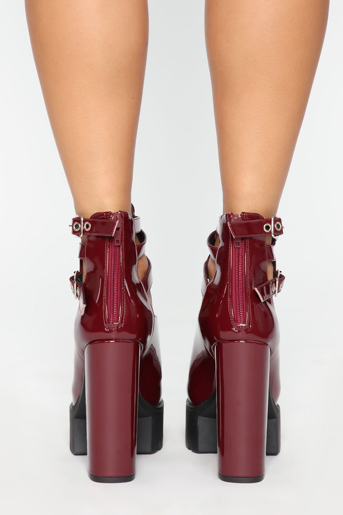 Higher Up Booties - Wine Patent