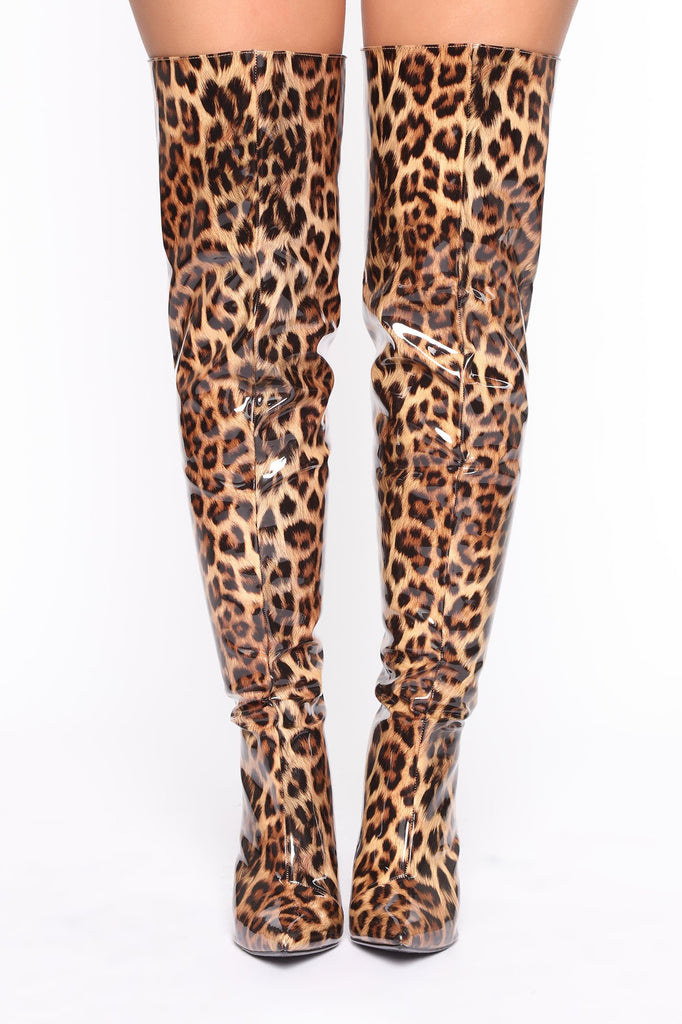 Show It Off Heeled Boots - Leopard