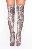 Studio Queen Thigh High Boots - Black/White Snake