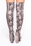 Studio Queen Thigh High Boots - Black/White Snake