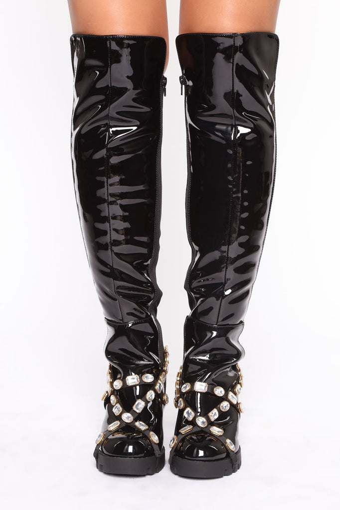 Minding My Business Heeled Boots - Black