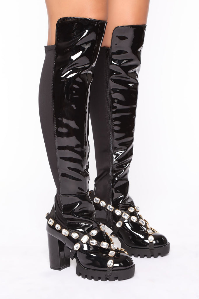 Minding My Business Heeled Boots - Black