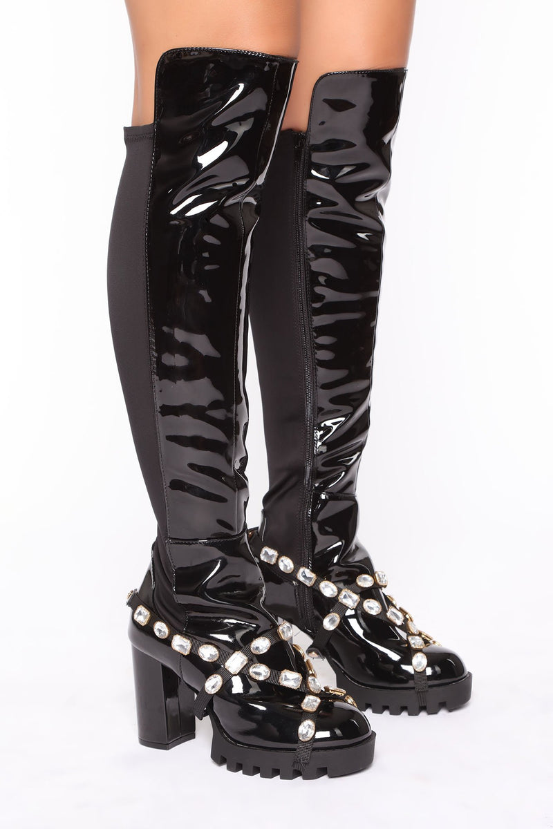 Minding My Business Heeled Boots - Black