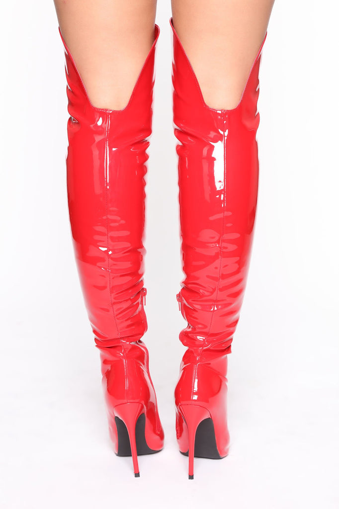 Living On The Edge Heeled Boots - Red