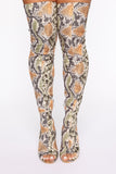 Misjudged Heeled Boots - Beige Snake