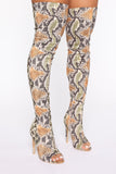 Misjudged Heeled Boots - Beige Snake