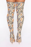 Misjudged Heeled Boots - Beige Snake