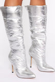Puffing You Away Heeled Boots - Silver