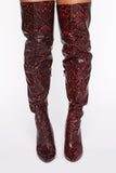 Slither Away Heeled Boots - Red Snake