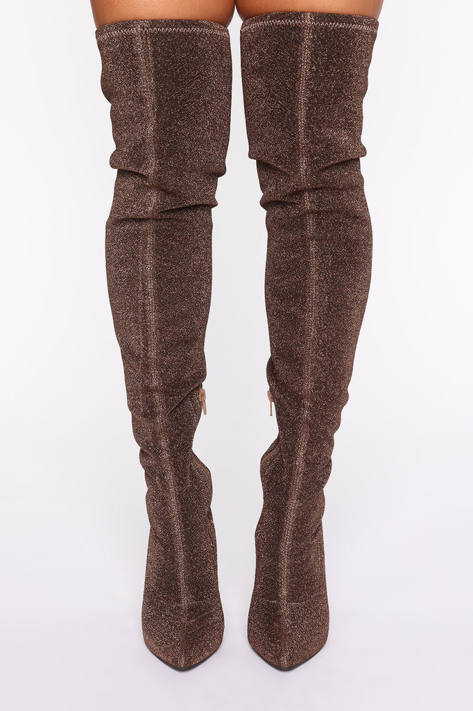 In Motion Heeled Boots - Bronze