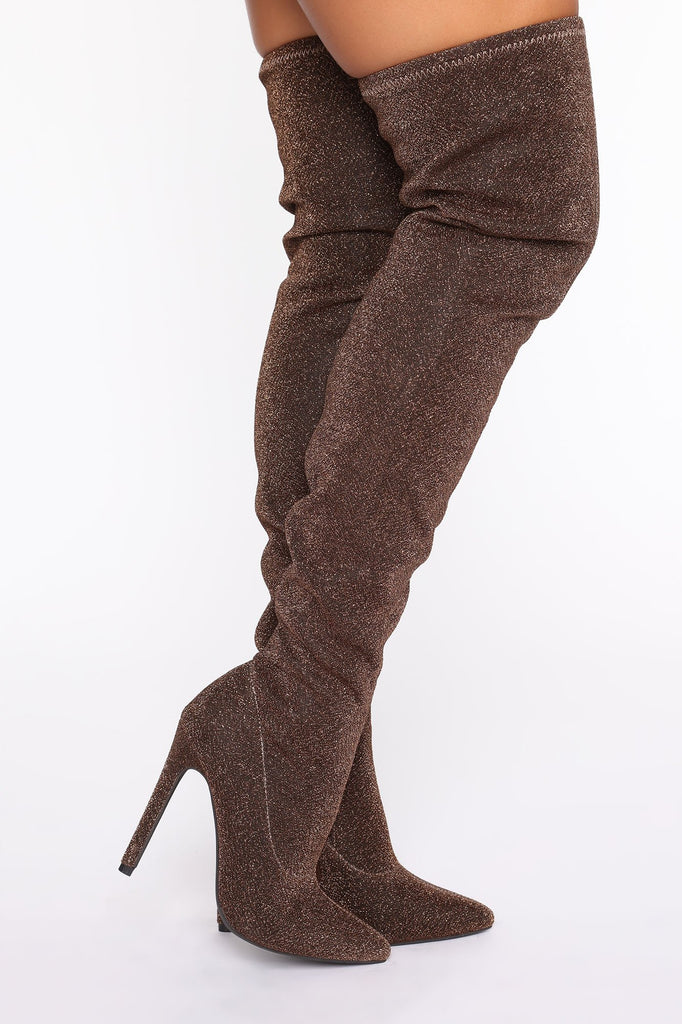 In Motion Heeled Boots - Bronze
