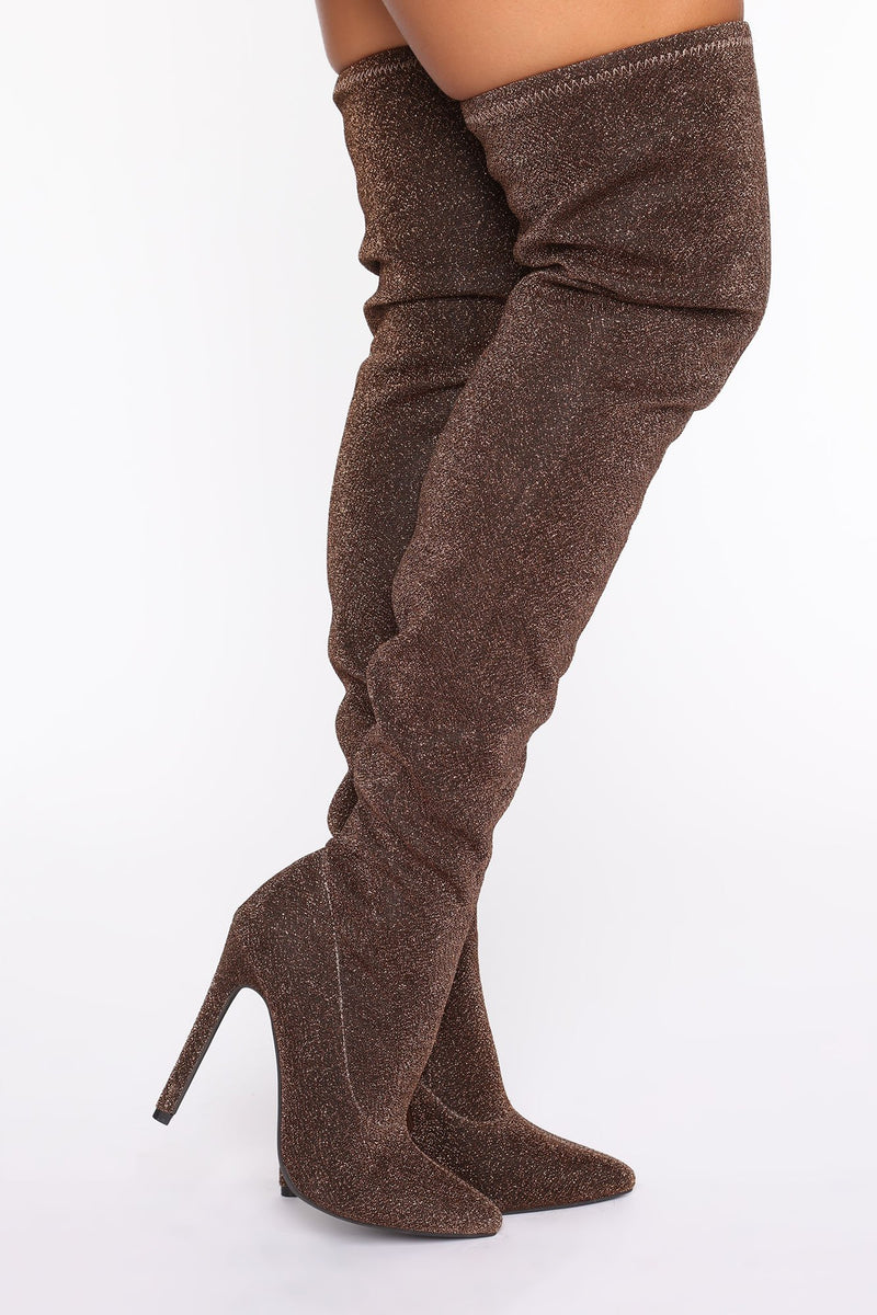 In Motion Heeled Boots - Bronze