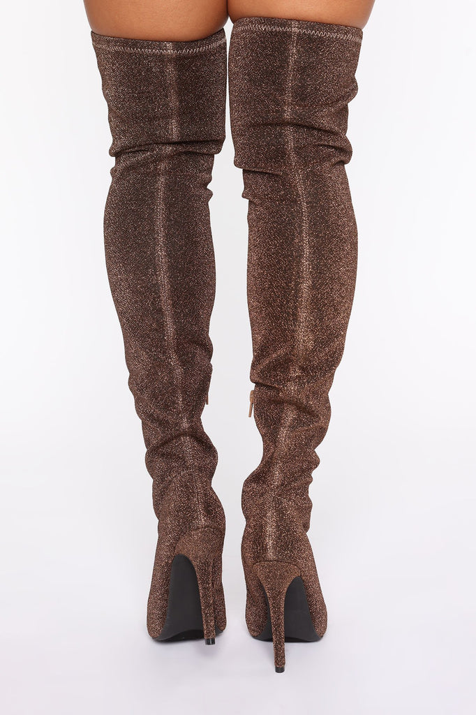 In Motion Heeled Boots - Bronze