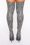 Misjudged Heeled Boots - Grey Snake