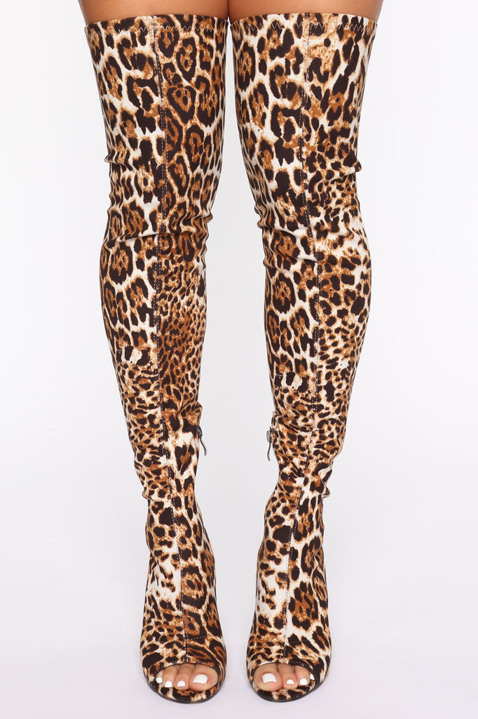 Call Me Fierce Heeled Boots - Leopard