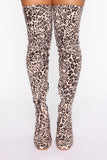 Wild Diva Heeled Boots - White Leopard