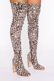 Wild Diva Heeled Boots - White Leopard