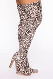 Wild Diva Heeled Boots - White Leopard