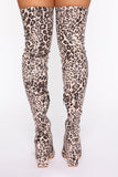 Wild Diva Heeled Boots - White Leopard
