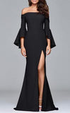 Luxury Off-shoulder Ruffles Bell Sleeve Dress