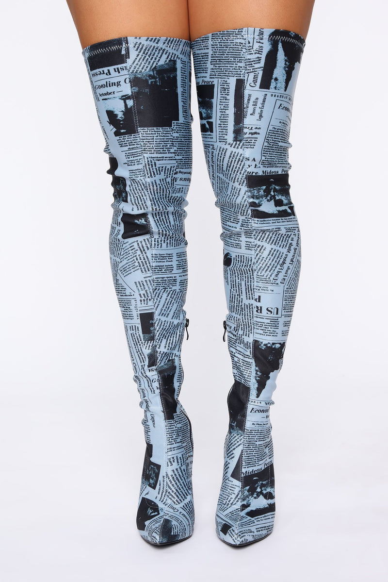 Front Page Heeled Boots - Multi Color