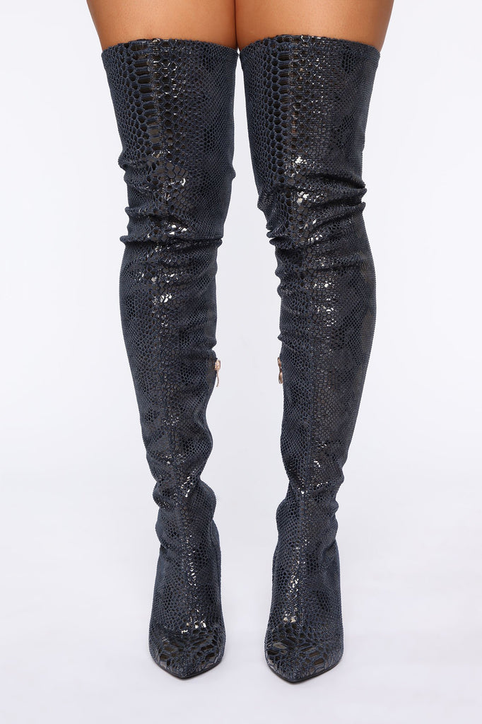 High Voltage Heeled Boots - Blue