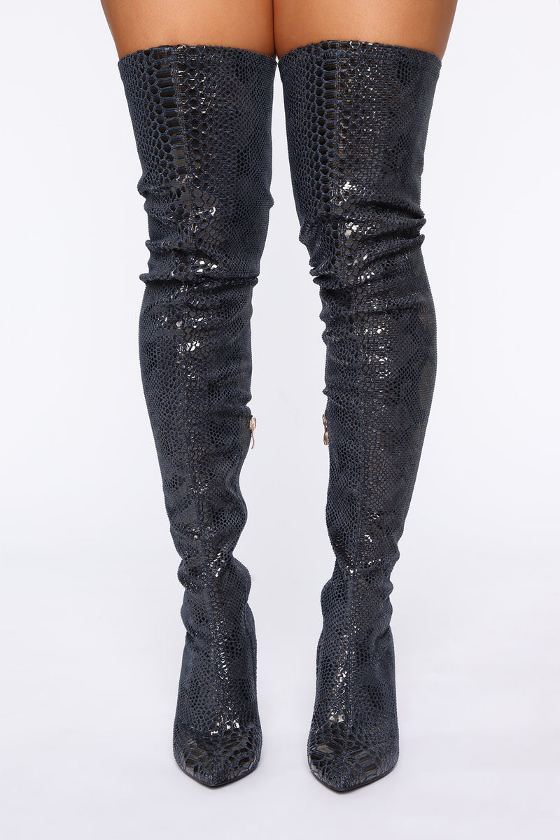 High Voltage Heeled Boots - Blue