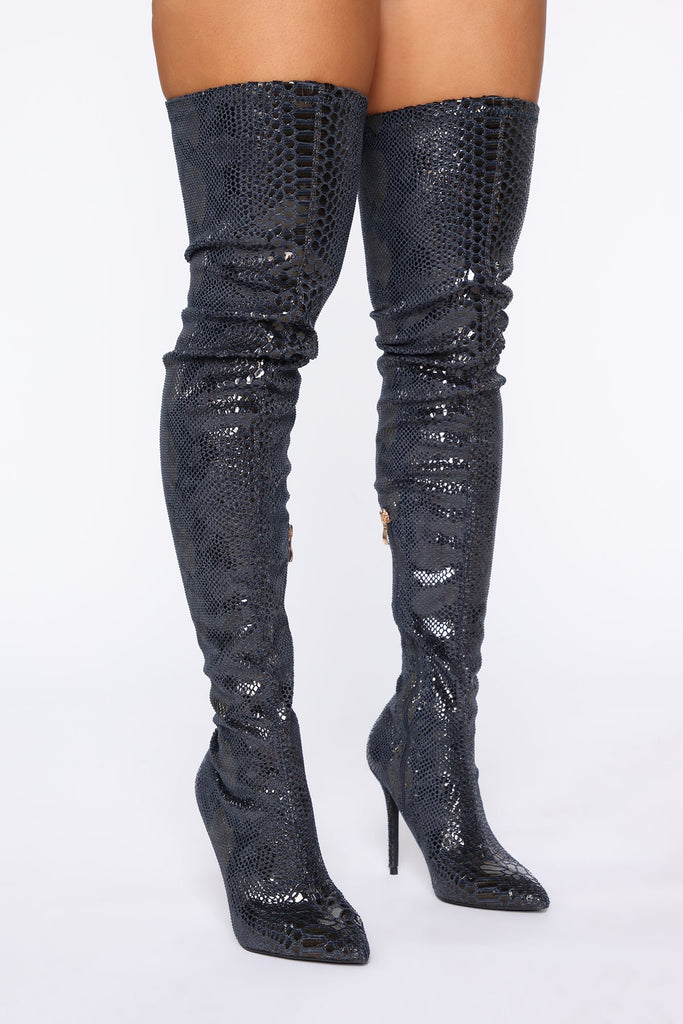 High Voltage Heeled Boots - Blue