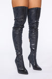 High Voltage Heeled Boots - Blue