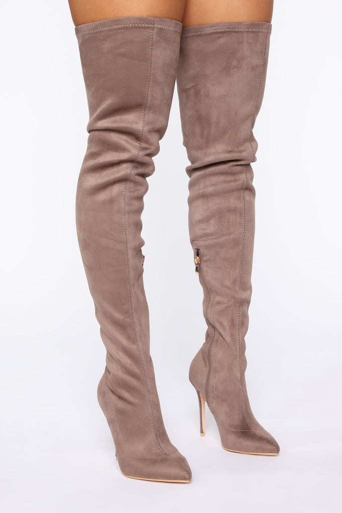 High Voltage Heeled Boots - Taupe