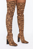 Wild Diva Heeled Boots - Brown Leopard