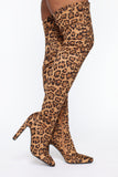 Wild Diva Heeled Boots - Brown Leopard