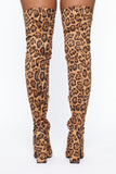 Wild Diva Heeled Boots - Brown Leopard