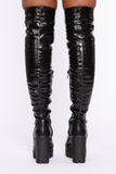 Not In The Same Lane Boots - Black Snake